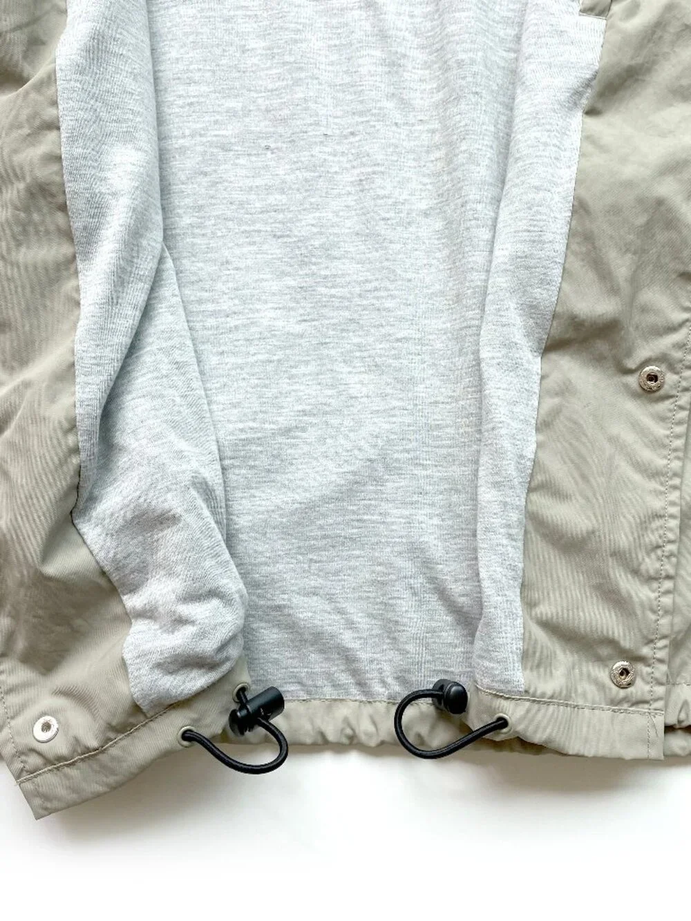 J.Crew Nylon Snap Front Coaches Jacket Jersey Lined Tan Khaki Large